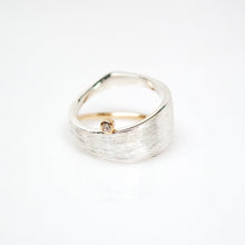 Load image into Gallery viewer, Men's Solar Ring - Brush-textured, Polish, 14KT Gold, Sterling Silver, CVD Diamond - TIN HAUS Jewelry