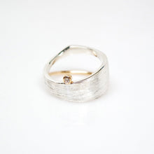 Load image into Gallery viewer, Men's Solar Ring - Brush-textured, Polish, 14KT Gold, Sterling Silver, CVD Diamond - TIN HAUS Jewelry