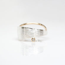 Load image into Gallery viewer, Men's Solar Ring - Brush-textured, Polish, 14KT Gold, Sterling Silver, CVD Diamond - TIN HAUS Jewelry