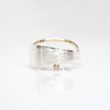 Load image into Gallery viewer, Men's Solar Ring - Brush-textured, Polish, 14KT Gold, Sterling Silver, CVD Diamond - TIN HAUS Jewelry