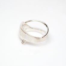 Load image into Gallery viewer, Men's Solar Ring - Brush-textured, Polish, Sterling Silver, White Topaz - TIN HAUS Jewelry