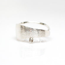 Load image into Gallery viewer, Women's Solar Ring - Brush-textured, Polish, Sterling Silver, White Topaz - TIN HAUS Jewelry