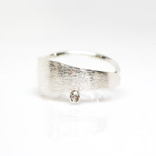 Load image into Gallery viewer, Men's Solar Ring - Brush-textured, Polish, Sterling Silver, White Topaz - TIN HAUS Jewelry