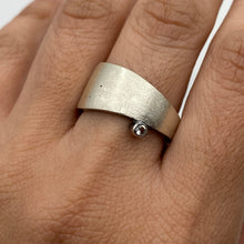 Load image into Gallery viewer, Women's Solar Ring - Brush-textured, Patina, Sterling Silver, White Topaz - TIN HAUS Jewelry