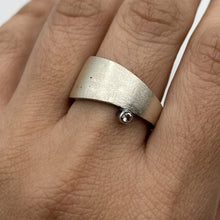 Load image into Gallery viewer, Women's Solar Ring - Brush-textured, Patina, Sterling Silver, White Topaz - TIN HAUS Jewelry