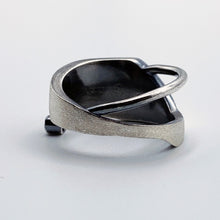 Load image into Gallery viewer, Women's Solar Ring - Brush-textured, Patina, Sterling Silver, White Topaz - TIN HAUS Jewelry
