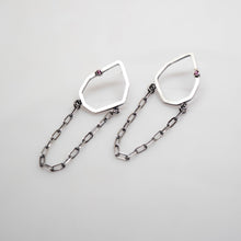 Load image into Gallery viewer, Geo Stud Earrings - Sterling Silver, Rhodolite Garnet - TIN HAUS