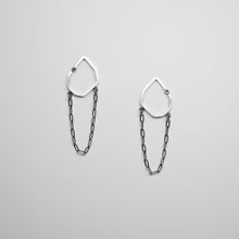 Load image into Gallery viewer, Geo Stud Earrings - Sterling Silver, Rhodolite Garnet - TIN HAUS