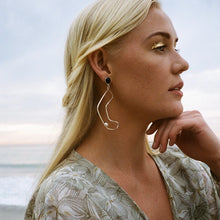 Load image into Gallery viewer, Formless Earrings - Sterling Silver, Amethyst Cabochon, Light Mauve Freshwater Pearls - TIN HAUS Jewelry