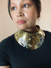 Load image into Gallery viewer, Origins Collar Necklace - 14k Plated-Brass, Sterling Silver, Multi-Sapphire, White Topaz, Rhodolite Garnet, Freshwater Pearls - One Size on a Medium Model - TIN HAUS