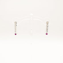 Load image into Gallery viewer, Darling Sterling Silver Cuban Chain Pink Sapphire Earrings