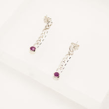 Load image into Gallery viewer, Darling Sterling Silver Cuban Chain Pink Sapphire Earrings