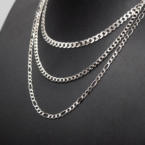 TIN HAUS Diamond Cut Sterling Silver Chain Necklace