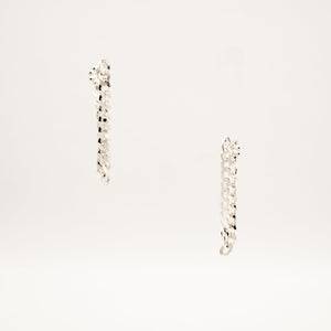 Dangling Sterling Silver Cuban Chain Earrings