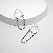 Load image into Gallery viewer, Geo Stud Earrings - Sterling Silver, Rhodolite Garnet - TIN HAUS