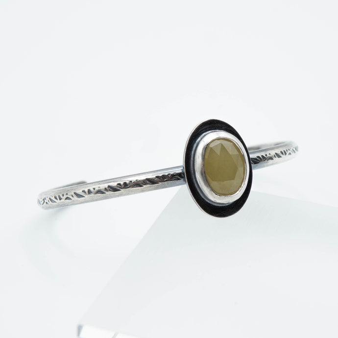 Yellow Sapphire Abyss Cuff Bracelet - Fine Silver, Sterling Silver, Yellow Sapphire - Size Medium - TIN HAUS