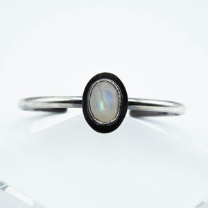 Moonstone Abyss Cuff Bracelet Essentials - Fine Silver, Sterling Silver, Moonstone - Made to Order - TIN HAUS