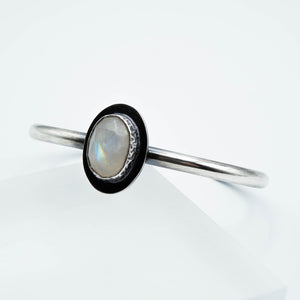 Moonstone Abyss Cuff Bracelet Essentials - Fine Silver, Sterling Silver, Moonstone -TIN HAUS