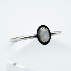 Moonstone Abyss Cuff Bracelet Essentials - Fine Silver, Sterling Silver, Moonstone - Made to Order - TIN HAUS