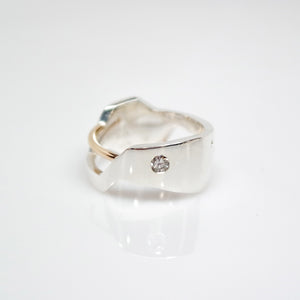 Men's Andromeda Ring - Smooth, Polish, 14KT Yellow Gold, Sterling Silver, White Diamonds - TIN HAUS Jewelry