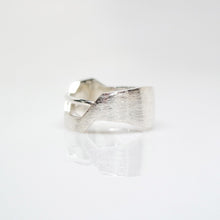 Load image into Gallery viewer, Women&#39;s Andromeda Ring - Brush-textured, Polish, Sterling Silver, White Topaz - TIN HAUS Jewelry