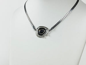 Black Sapphire Pearl Abyss Necklace - Sterling Silver, 14K Yellow Gold, Black Sapphire, Freshwater Pearls - TIN HAUS