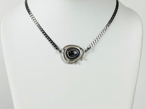 Black Sapphire Pearl Abyss Necklace - Sterling Silver, 14K Yellow Gold, Black Sapphire, Freshwater Pearls - TIN HAUS