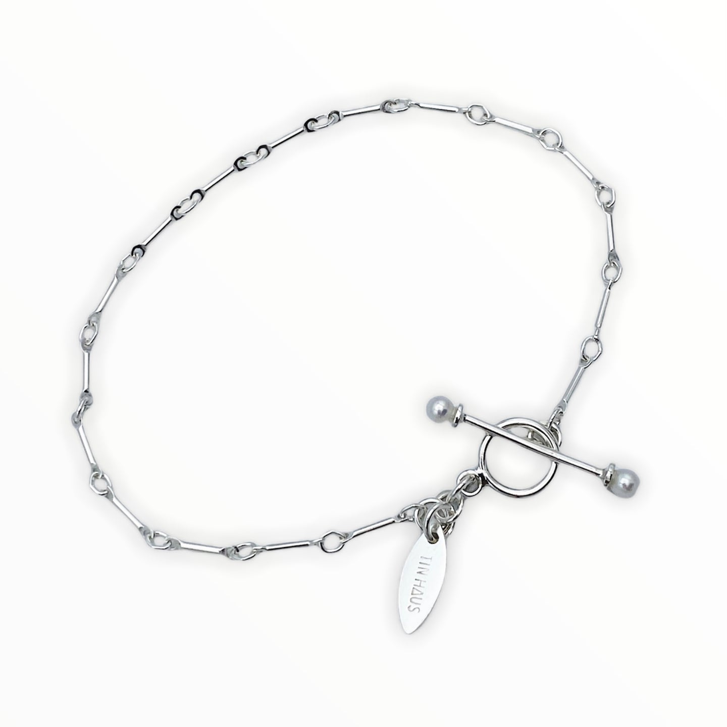 Darling Pearl Toggle Bar Chain Bracelet - Sterling Silver, Freshwater Pearls - TIN HAUS