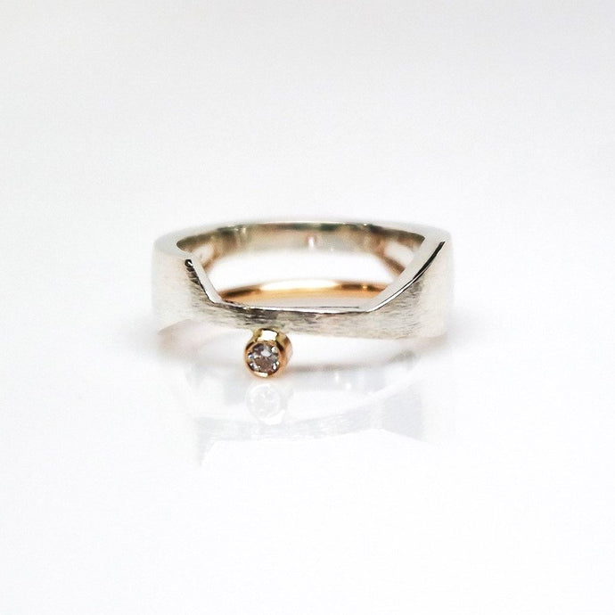 The Deity Ring - Polish, Smooth Texture, 14KT Yellow Gold, Sterling Silver, CVD Diamond - TIN HAUS Jewelry