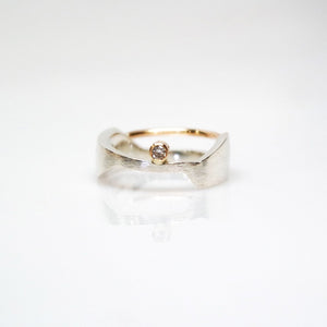 The Deity Ring - Polish, Smooth Texture, 14KT Yellow Gold, Sterling Silver, CVD Diamond - TIN HAUS Jewelry