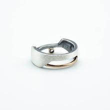 Load image into Gallery viewer, Deity Oxidized Brush Texture Ring Size 7 - 14K, Sterling Silver, CVD Diamond - TIN HAUS