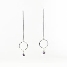 Load image into Gallery viewer, Descend Earrings - Sterling Silver, Amethyst Faceted Stones - TIN HAUS Jewelry