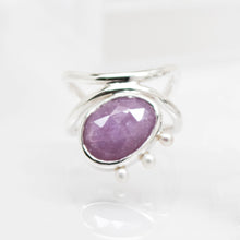 Load image into Gallery viewer, Diatom Ring - Size 6 - Sterling Silver, Pink Sapphire, Freshwater Pearls - TIN HAUS
