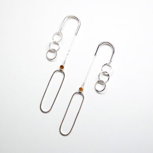 Equilibrium Earrings - Sterling Silver, Gold Rutilated Quartz - TIN HAUS Jewelry