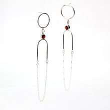 Load image into Gallery viewer, Hatshepsut Earrings - Sterling Silver, Garnet Faceted Stones - TIN HAUS Jewelry