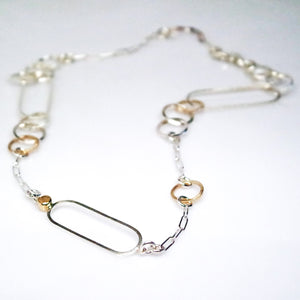 Interlink 14KT Yellow Gold Sterling Silver Gold Rutilated Quartz Necklace - TIN HAUS Jewelry