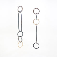 Load image into Gallery viewer, Interlink Earrings - 14KT Yellow Gold, Oxidized Sterling Silver - TIN HAUS Jewelry