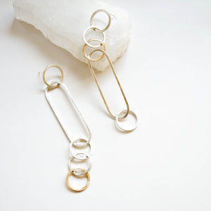 Interlink Earrings - Polished, 14KT Yellow Gold, Sterling Silver - TIN HAUS Jewelry
