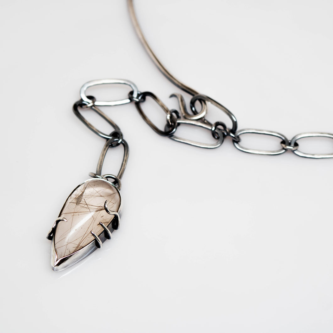 Karma Necklace - Sterling Silver, Rutilated Quartz - TIN HAUS Jewelry
