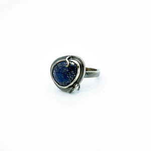 Rosecut Lapis Lazuli Sterling Silver Ring - OOAK - Size 7 - TIN HAUS Jewelry