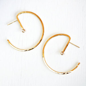 Lunar Hoops, Small - Sterling Silver or 14KT Gold with Choice of Gemstones - TIN HAUS Jewelry