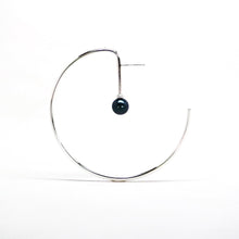 Load image into Gallery viewer, Lunar Loop Peacock Pearl Hoop Earrings - Sterling Silver, Freshwater or Vegan Friendly Pearls - TIN HAUS Jewelry