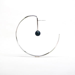 Lunar Loop Peacock Pearl Hoop Earrings - Sterling Silver, Freshwater or Vegan Friendly Pearls - TIN HAUS Jewelry