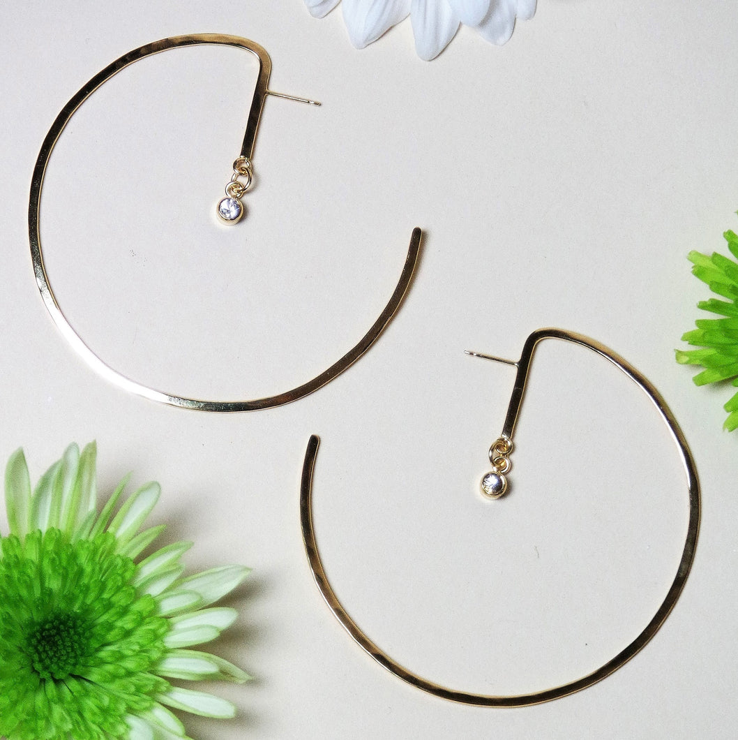 Lunar Star 14K Gold Gemstone Hoop Earrings