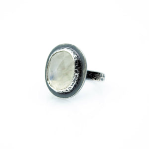 Rainbow Moonstone Abyss Ring - Fine Silver, Sterling Silver - Size 7.25 - TIN HAUS