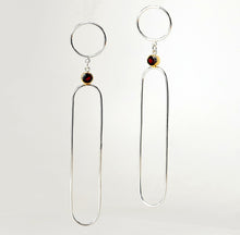 Load image into Gallery viewer, Nefertiti Earrings - Sterling Silver, 14KT Yellow Gold, Garnet Faceted Stones - TIN HAUS Jewelry