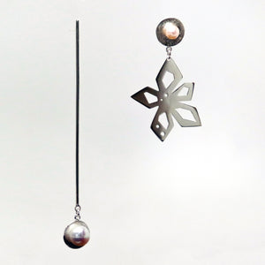 Nova Earrings - Sterling Silver, White Freshwater Pearls - TIN HAUS Jewelry
