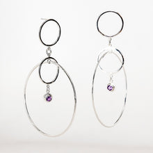 Load image into Gallery viewer, Orbs Earrings - Sterling Silver, Amethyst Faceted Gemstones - TIN HAUS Jewelry