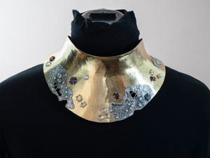 Origins Collar Necklace - 14k Plated-Brass, Sterling Silver, Multi-Sapphire, White Topaz, Rhodolite Garnet, Freshwater Pearls - One Size - TIN HAUS