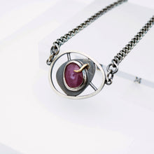 Load image into Gallery viewer, Pink Sheen Sapphire Abyss Necklace - Sterling Silver, 14K Yellow Gold, Pink Sapphire - TIN HAUS